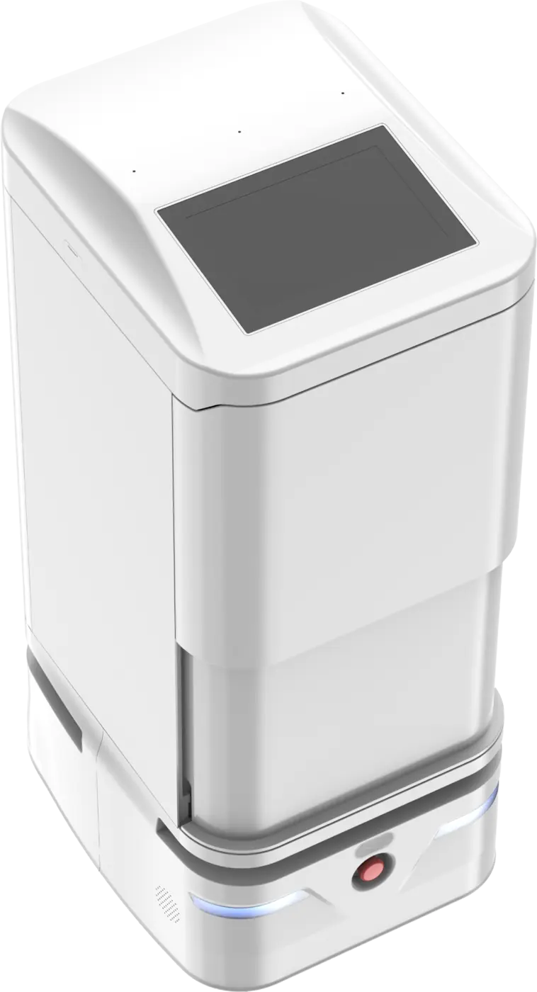 GoGo Lite commercial service robot, elevated three-quarter view