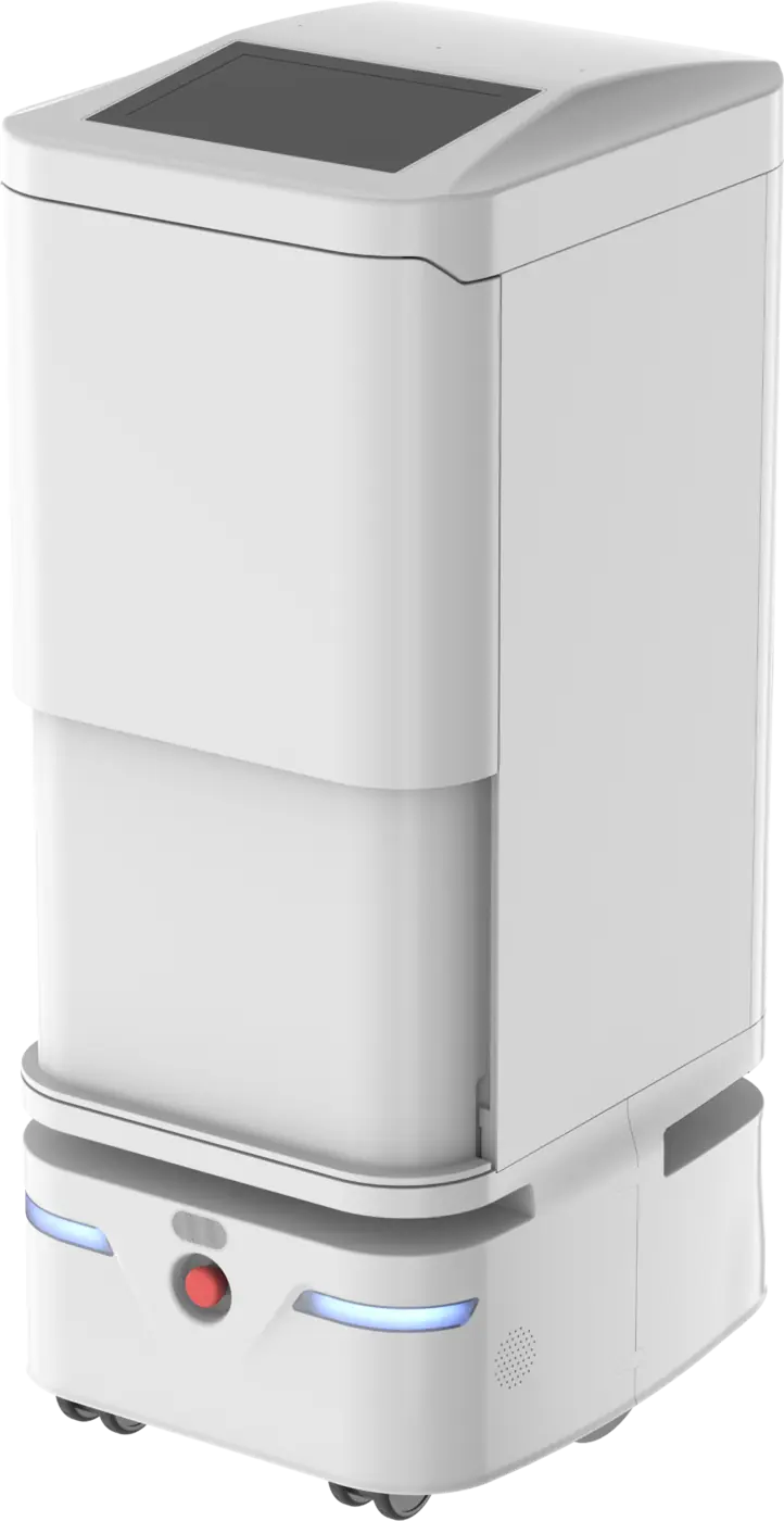 Yunji GoGo Lite hotel delivery robot, front three-quarter view